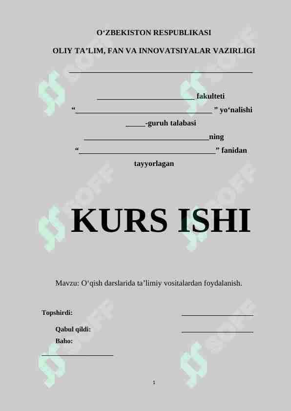 O‘qish darslarida ta’limiy vositalardan foydalanish.