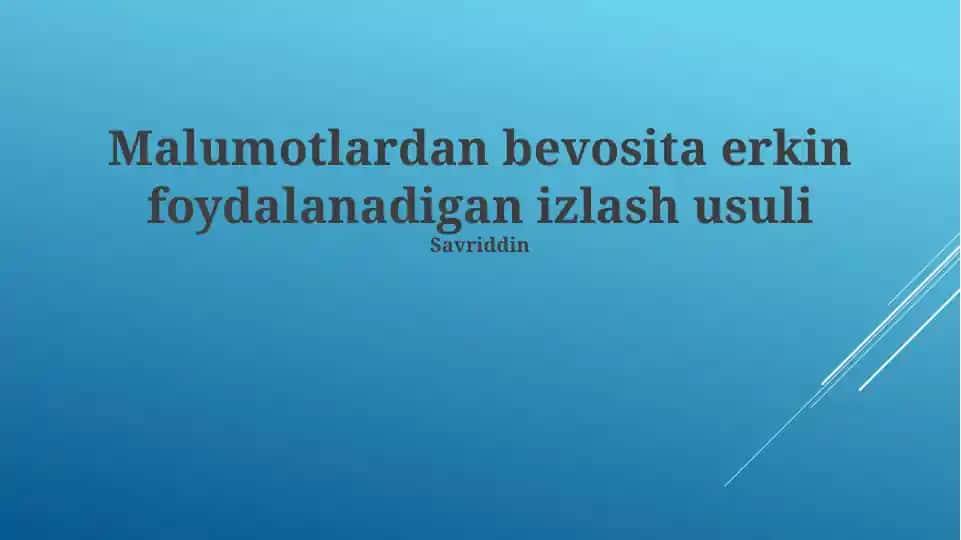 Bevosita Kirish Qidiruv Uslubi