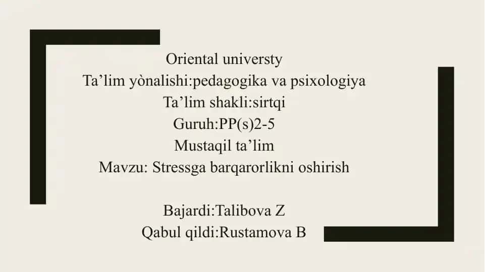 Stressga chidamlilik