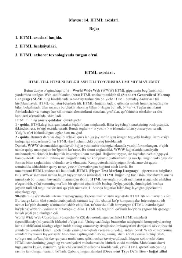 HTML asoslari