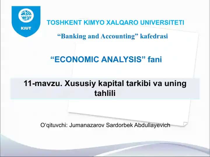 "Xususiy Kapital Tahlil Etish"