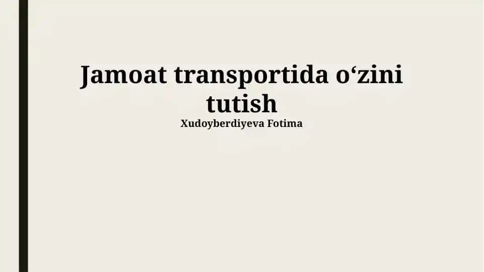 Jamoat transportida oʻzini tutish