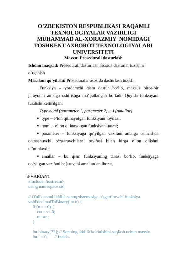 Prosedurali dasturlash