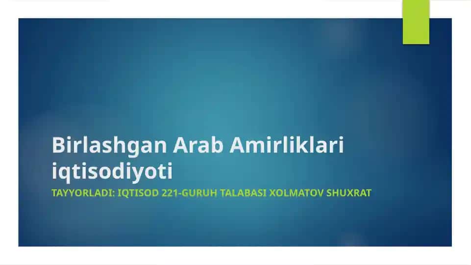 Birlashgan Arab Amirliklari iqtisodiyoti