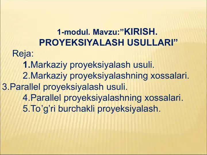 Proyeksiyalash Usullari
