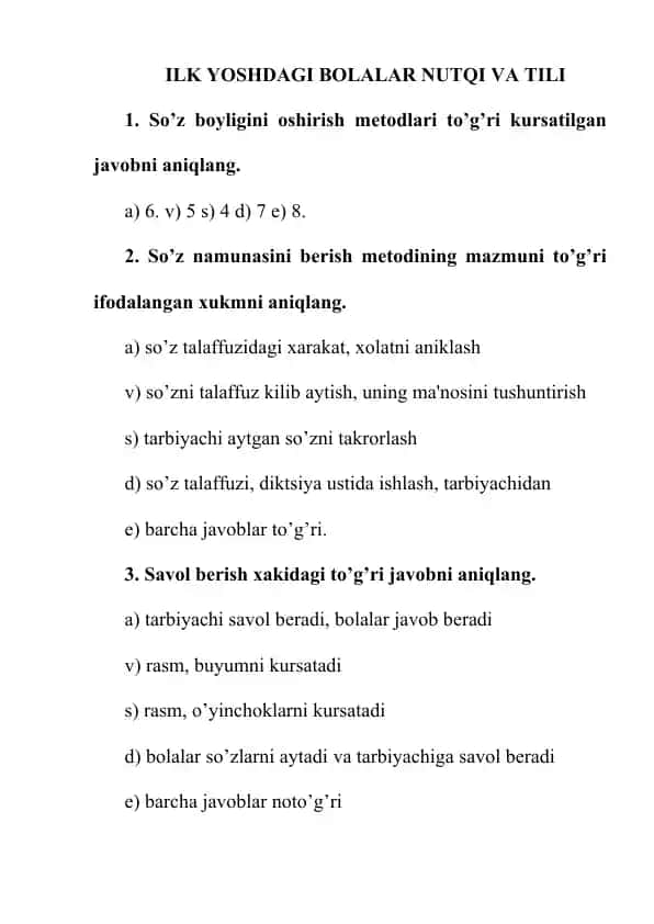ILK YOSHDAGI BOLALAR NUTQI VA TILI