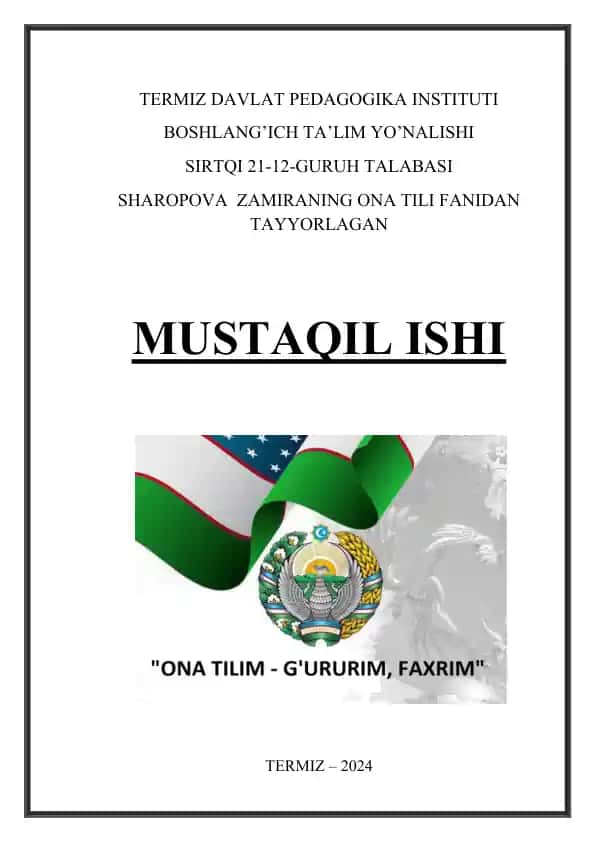 YENGIL ONA TILI. QO`SHMA GAPLAR TASNIFI.
