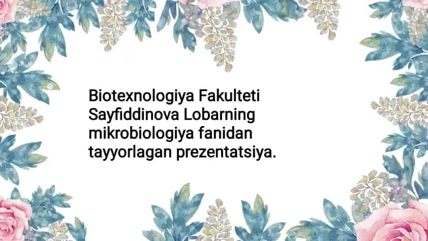 Prezentatsiya "Metionin va Lizinni sintez qiluvchi mikroorganizmlar"