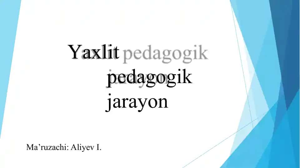 Yaxlit pedagogik jarayon