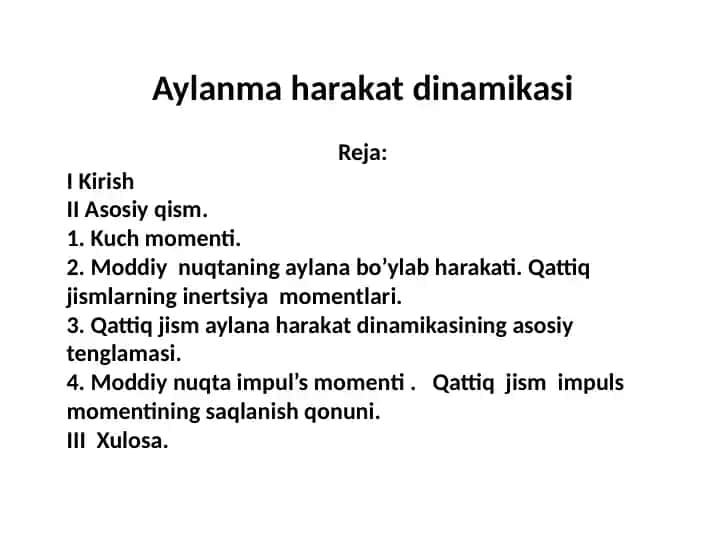 Aylanma harakat dinamikasi