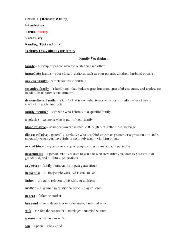 Family Vocabulary