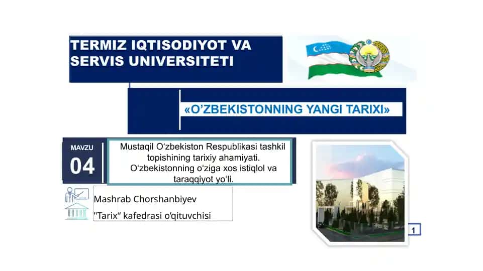 O’ZBEKISTONNING YANGI TARIXI