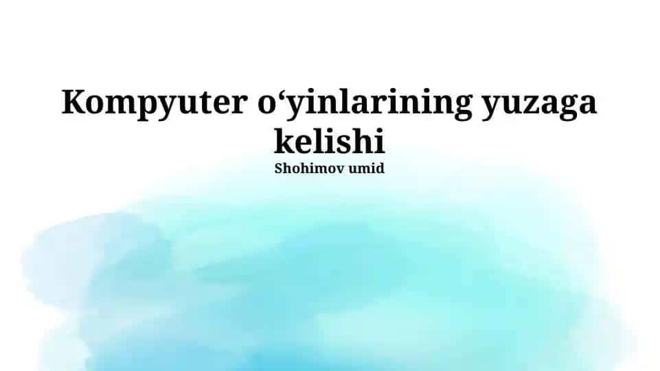 Kompyuter oʻyinlarining yuzaga kelishi