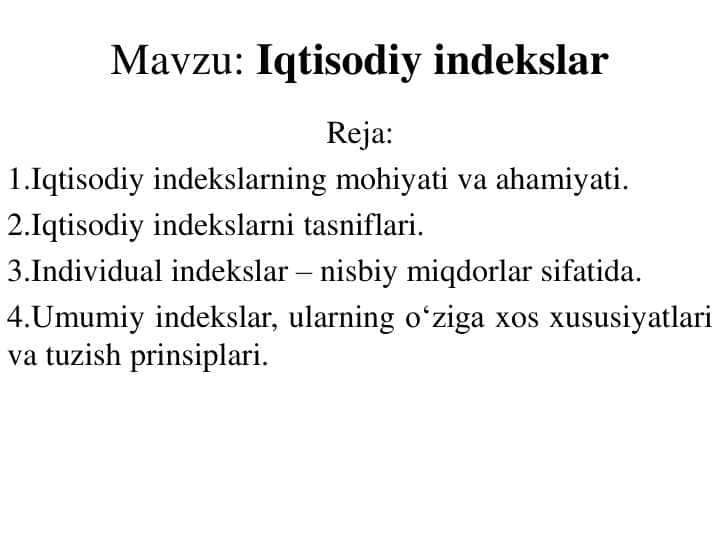 Iqtisodiy indekslar