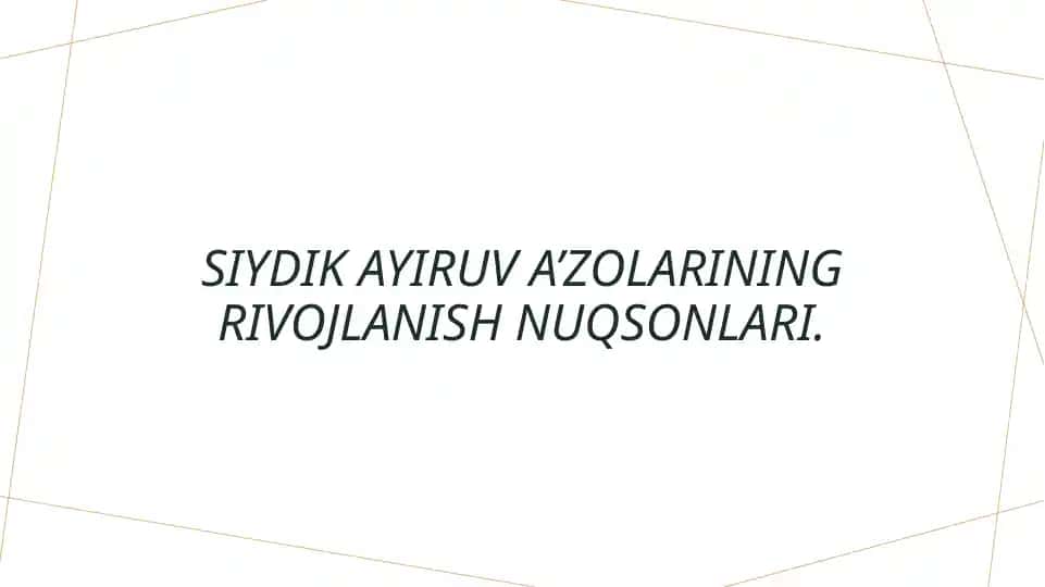 Siydik ayiruv a’zolarining rivojlanish nuqsonlari