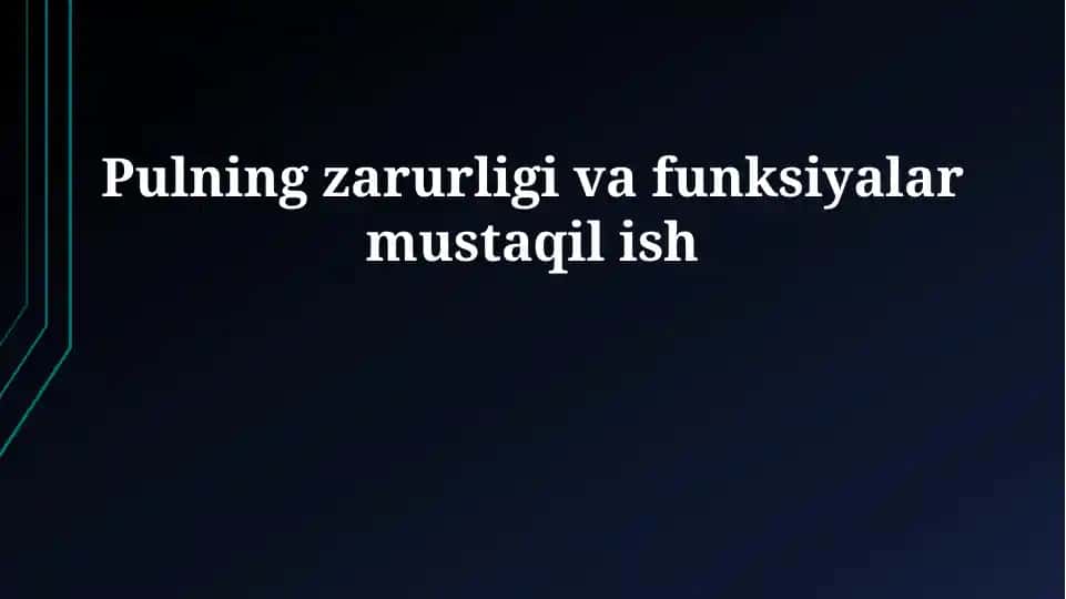 Siyraklash va Mustaqil Ishlar
