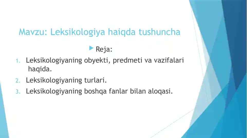 Leksikologiya haiqda tushuncha