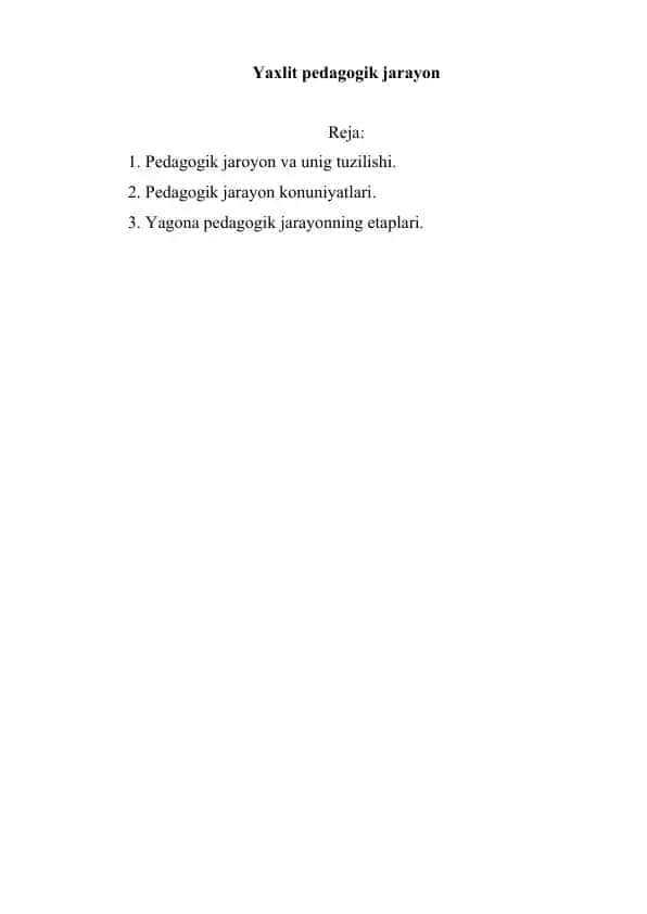Pedagogik jarayon