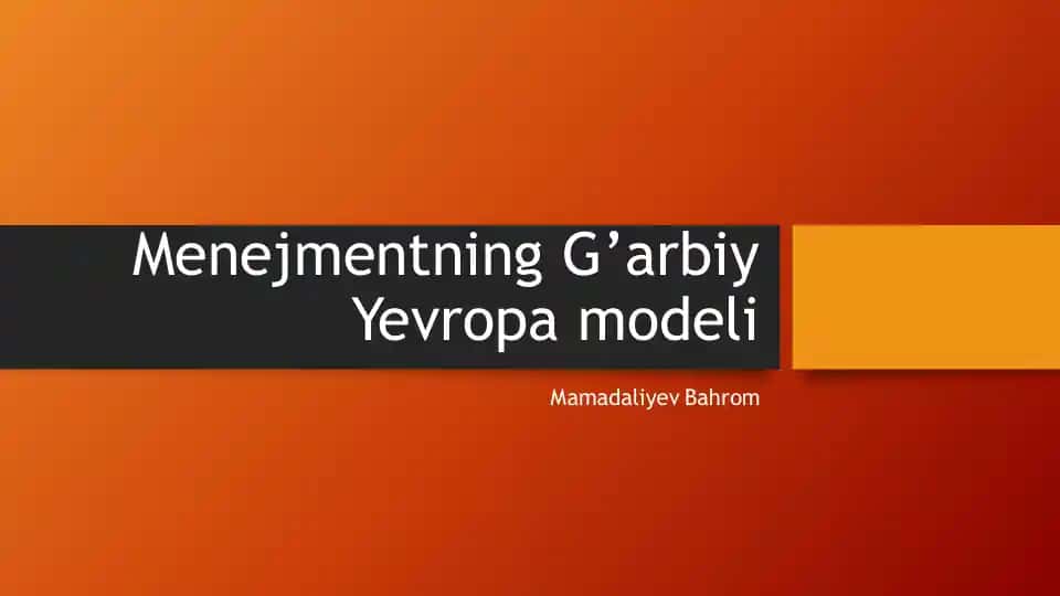 Menejmentning G’arbiy Yevropa modeli