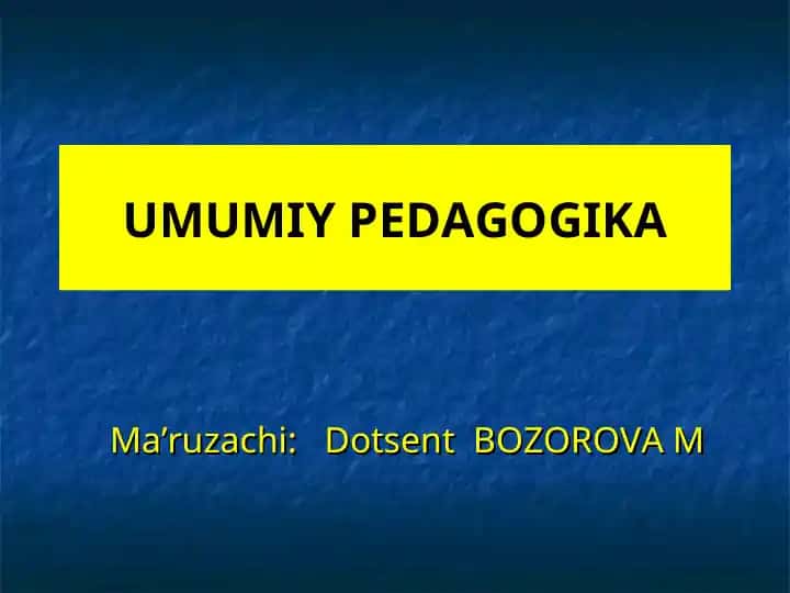 Pedagogika nazariyasi