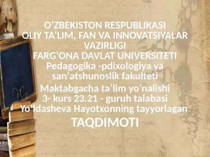"Jismoniy rivojlanish va sog'lom turmushtarni shakllantirish"