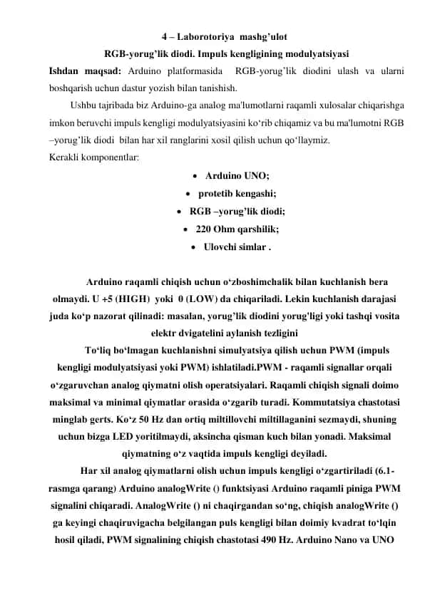 RGB-yorug’lik diodi Laboratoriyasi