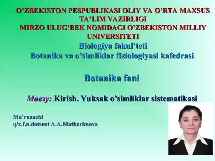 Yuksak o’simliklar sistematikasi
