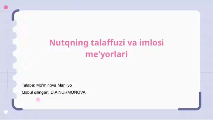 Nutq standartlari va talaffuzning ahamiyati