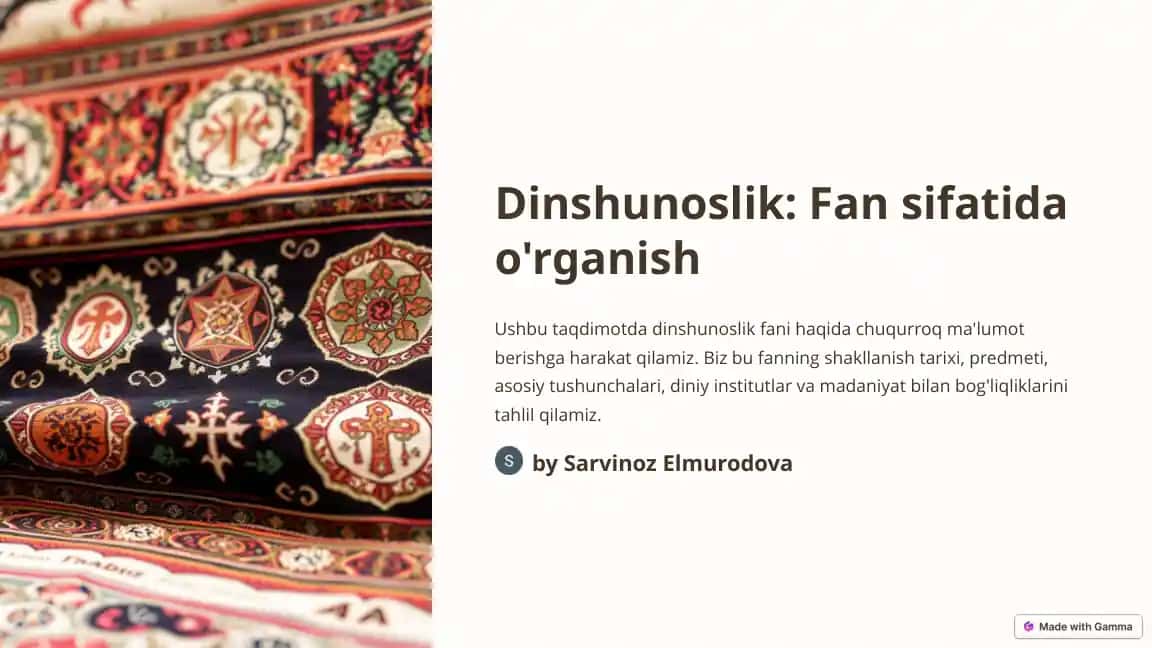 Dinshunoslik: Fan sifatida o'rganish