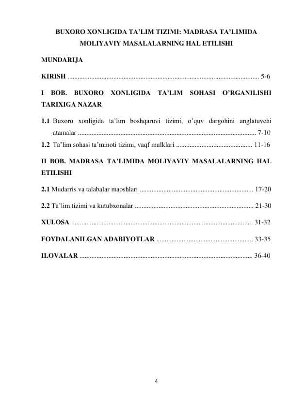 Buxoro Xonligida Ta'lim Tizimi: Madrasa Ta'limida Moliyaviy Masalalarning Hal Etilishi