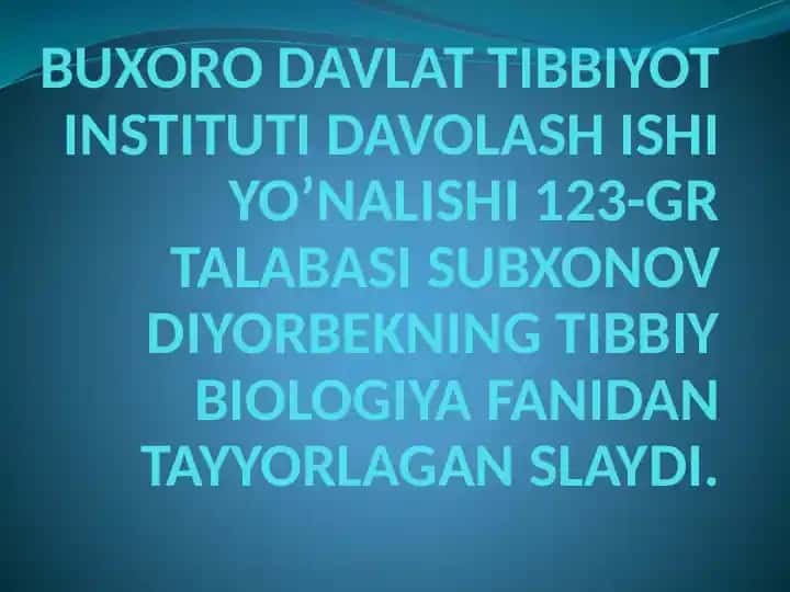 Hujayraning Hayotiy Sikli va Bo'linishi Slaydi