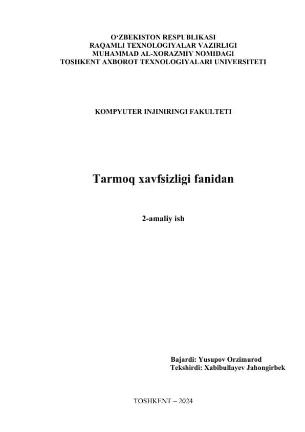Kommutatorda port xavfsizligi (port security) ni sozlash