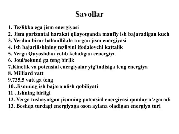 Fizika savollari va javoblar