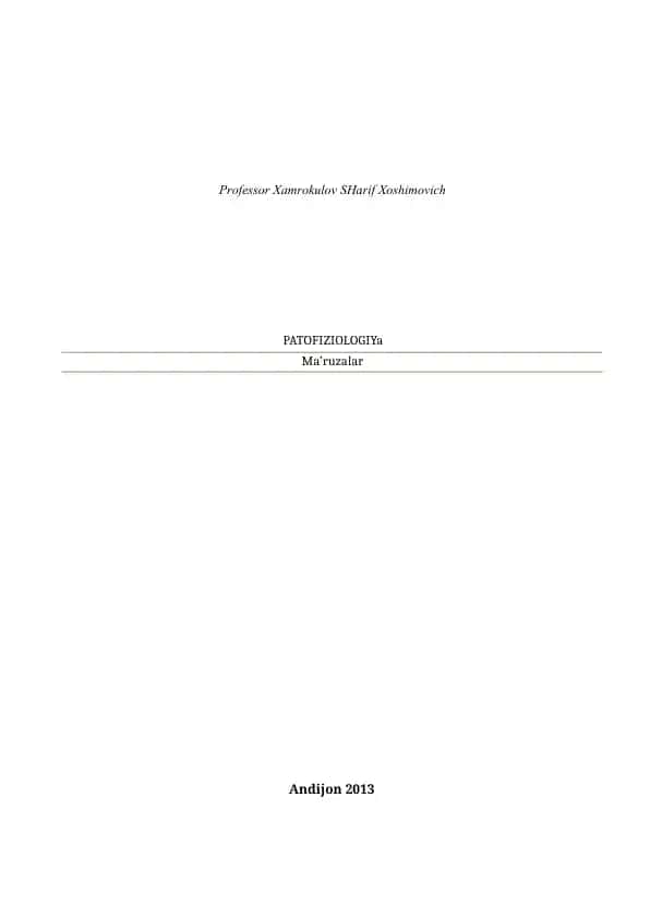 PATOFIZIOLOGIYa