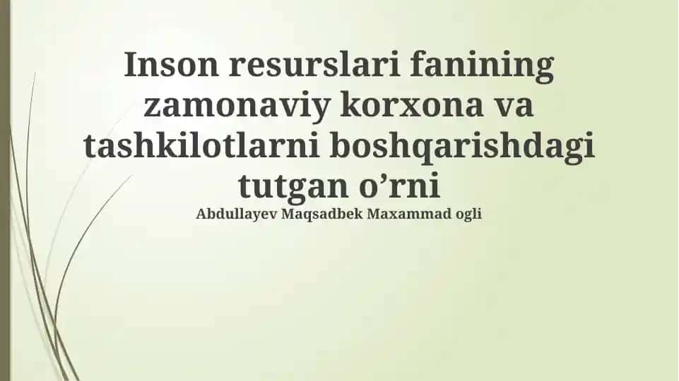 Inson resurslarini boshqarishdagi texnologiyalar