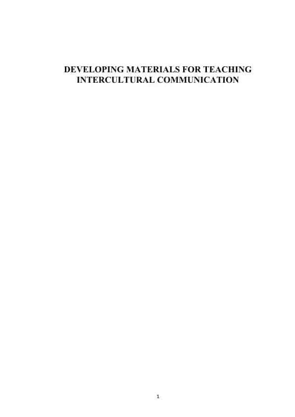 Developing Materials for Teaching Intercultural Communication