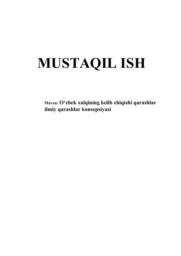 Oʻzbek xalqining kelib chiqishi qarashlar ilmiy qarashlar konsepsiyasi