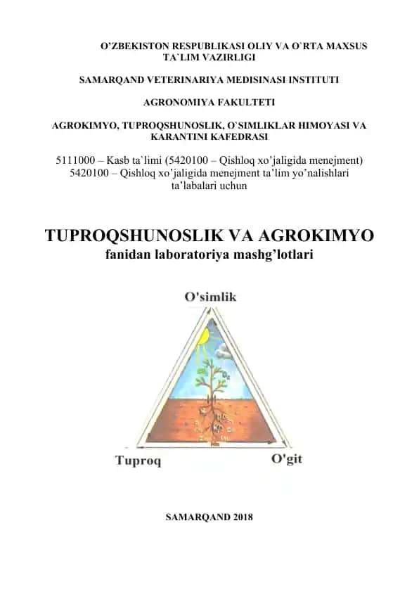 Ammiakli va ammiakli nitratli azotli o’g’itlar tarkibidagi azotni formalin usulida aniqlash (4 soat)
