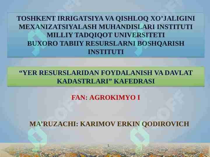 AGROKIMYONING RIVOJLANISH TARIXI