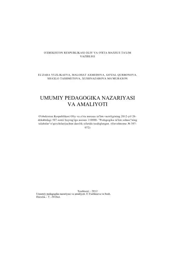 Pedagogika darsligi "Ta'limning amaliy metodlari"