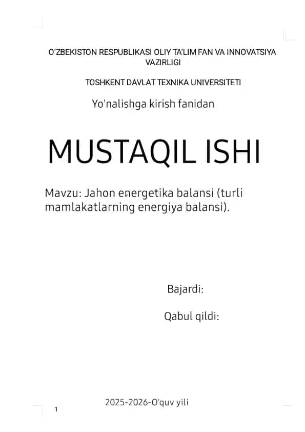 Jahon energetika balansi