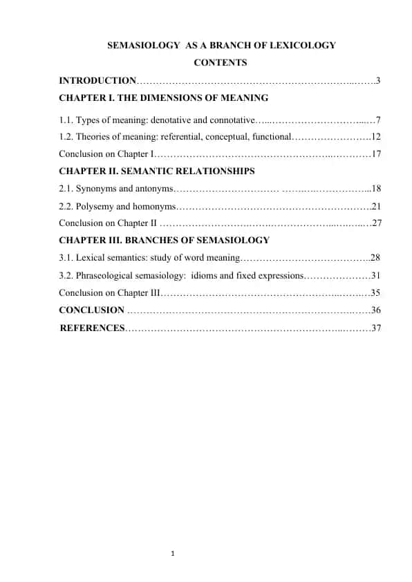 Semasiology as a Branch of Lexicology