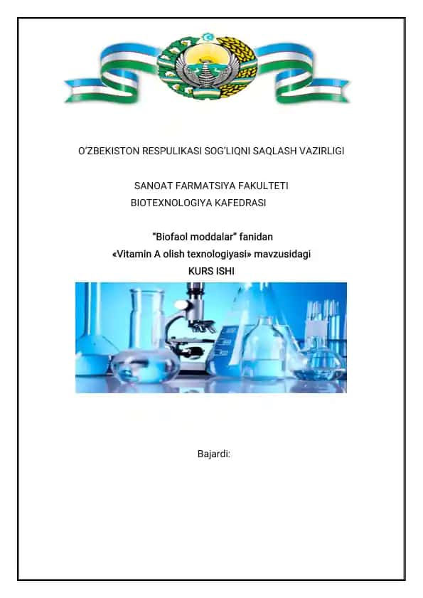 Vitamin A olish texnologiyasi