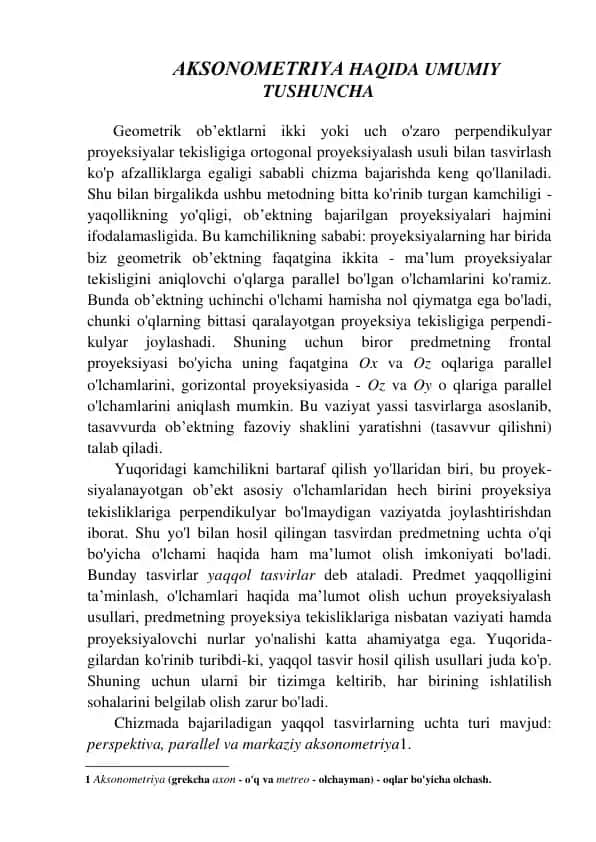 AKSОNОMЕTRIYA HAQIDA UMUMIY TUSHUNCHA