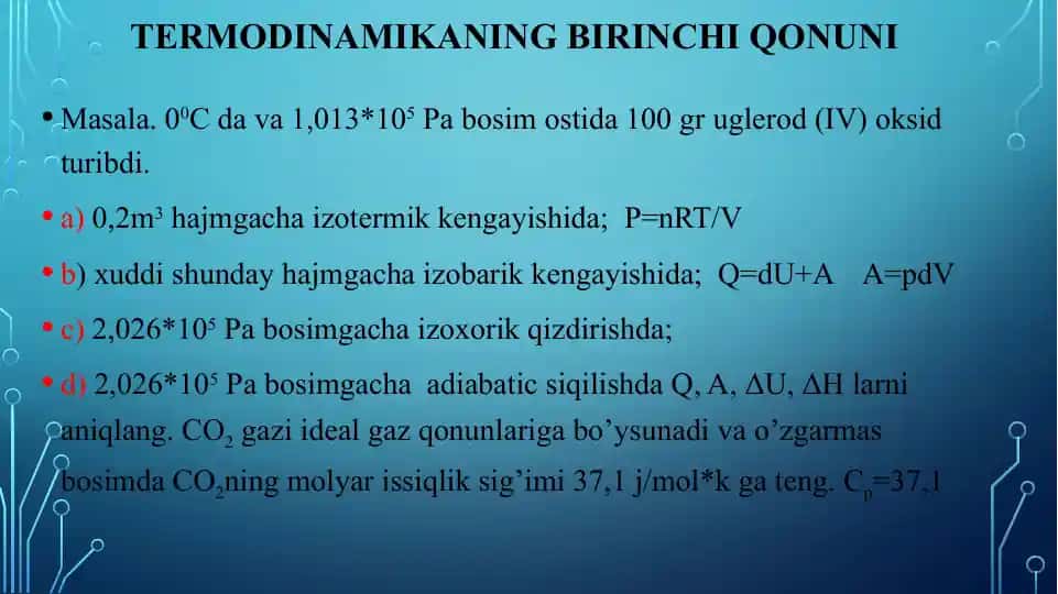 Termodinamikaning Birinchi Qonuni
