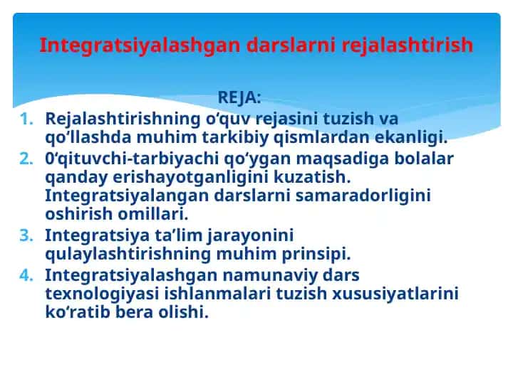Integratsiyalashgan darslarni rejalaştirish