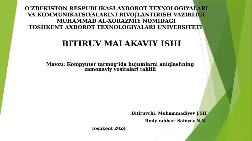 Kompyuter tarmoq hujumlarni aniqlash