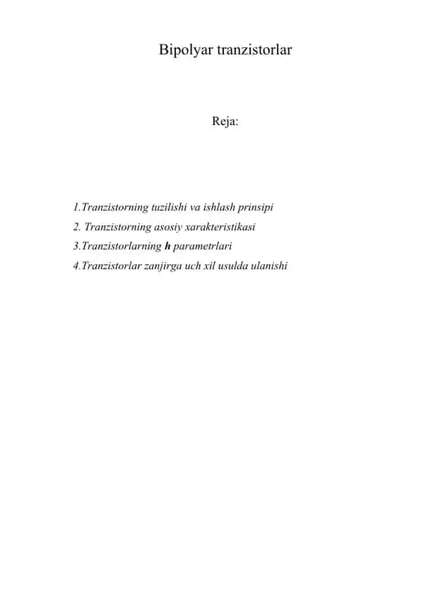 Bipolyar tranzistorlar