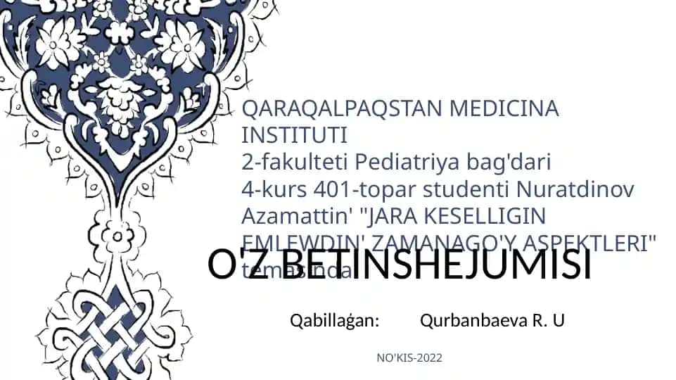 QARAQALPAQSTAN MEDICINA INSTITUTI