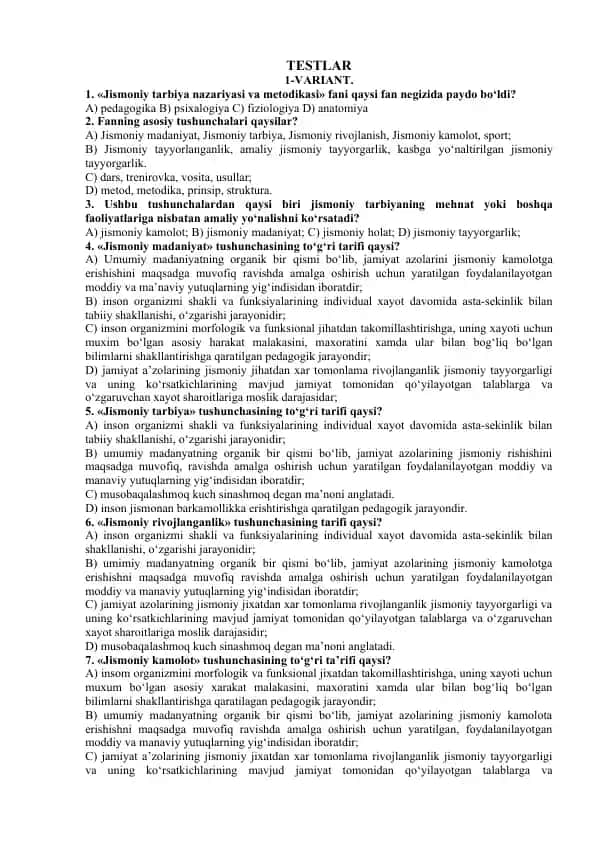 Jismoniy tarbiya nazariyasi va metodikasi